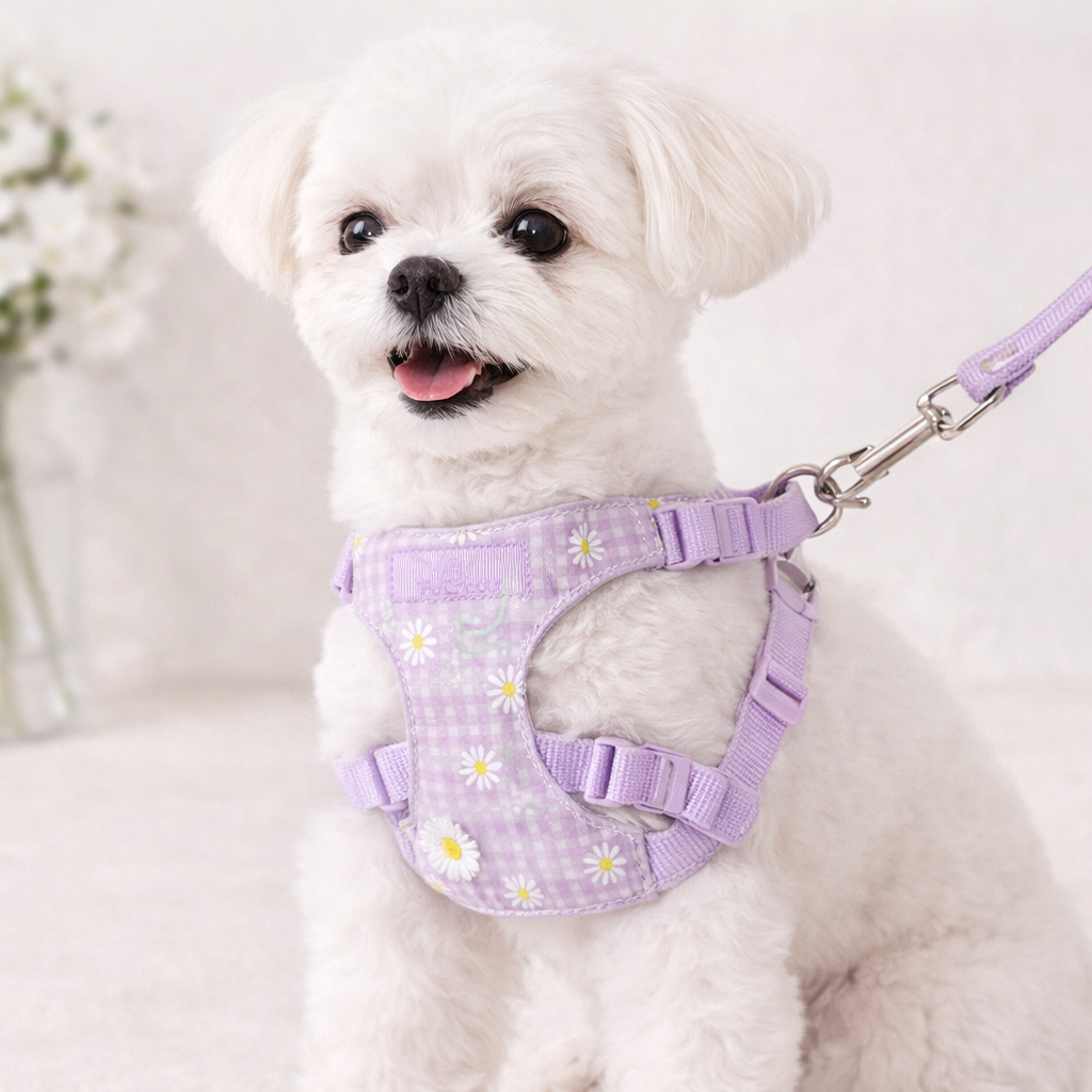 Floral Ruffle Dog Harness & Leash Set
