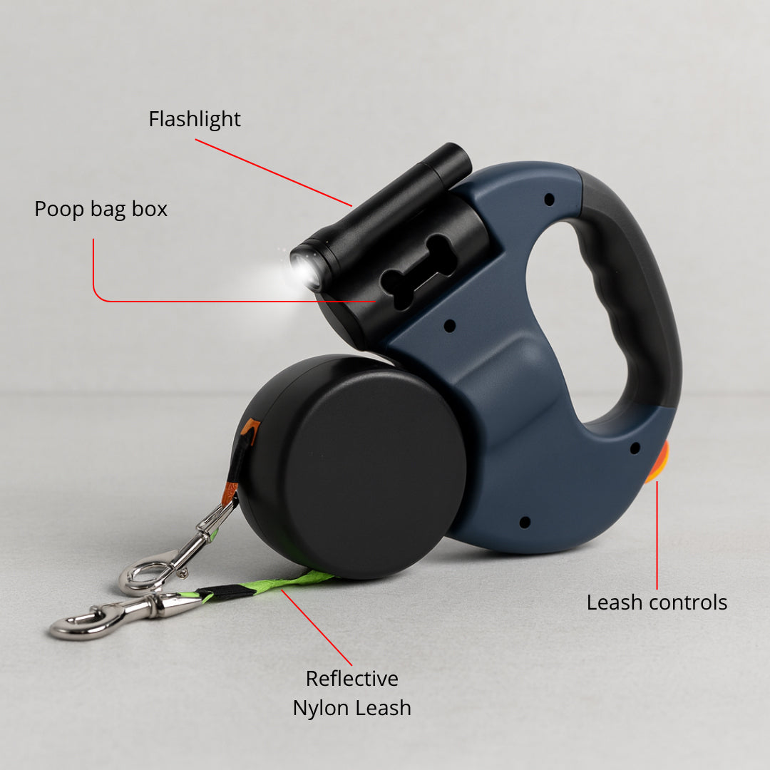 2-in-1 Dual Retractable Dog Leash with LED Light — 360° Tangle-Free Control for Easy Two-Pet Walks