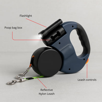 2-in-1 Dual Retractable Dog Leash with LED Light — 360° Tangle-Free Control for Easy Two-Pet Walks