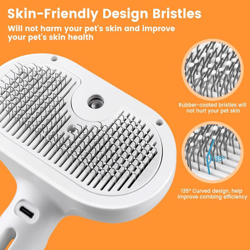 3-in-1 Steamy Pet Brush — Self-Cleaning Steam Cat & Dog Brush for Shedding, Tangled Hair & Relaxing Massage