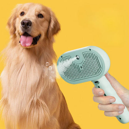 3-in-1 Steamy Pet Brush — Self-Cleaning Steam Cat & Dog Brush for Shedding, Tangled Hair & Relaxing Massage
