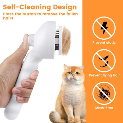 3-in-1 Steamy Pet Brush — Self-Cleaning Steam Cat & Dog Brush for Shedding, Tangled Hair & Relaxing Massage