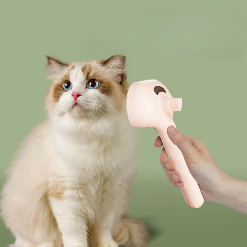 3-in-1 Steamy Pet Brush — Self-Cleaning Steam Cat & Dog Brush for Shedding, Tangled Hair & Relaxing Massage