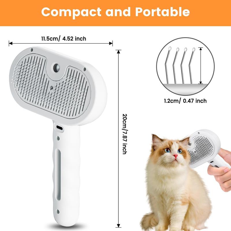 3-in-1 Steamy Pet Brush — Self-Cleaning Steam Cat & Dog Brush for Shedding, Tangled Hair & Relaxing Massage