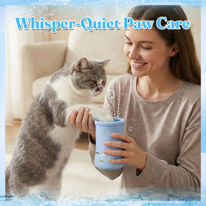 Portable Automatic Pet Paw Washer - 360° Rotating Electric Cleaner with Gentle Silicone Bristles