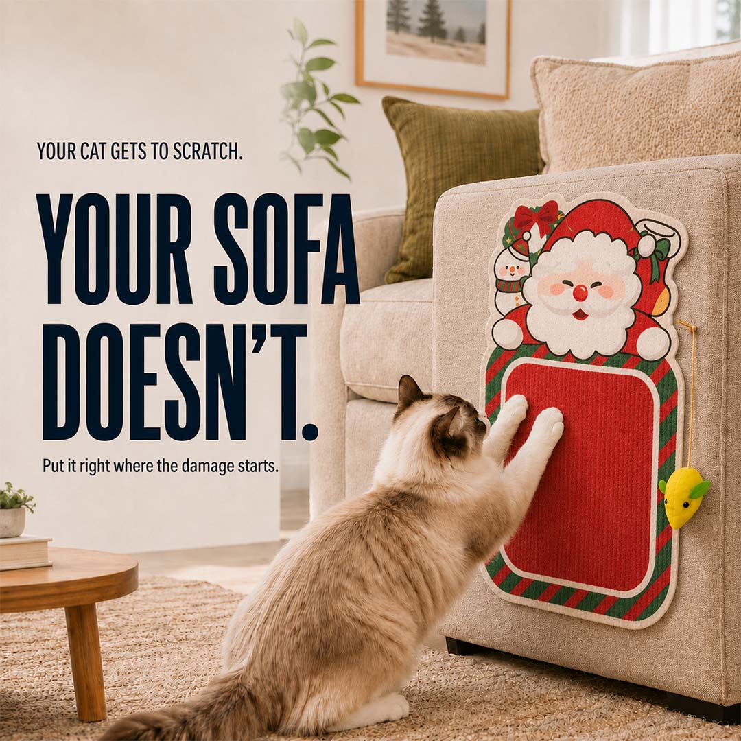 Wall-Mounted Cat Scratcher – Space-Saving Design & Hanging Toy