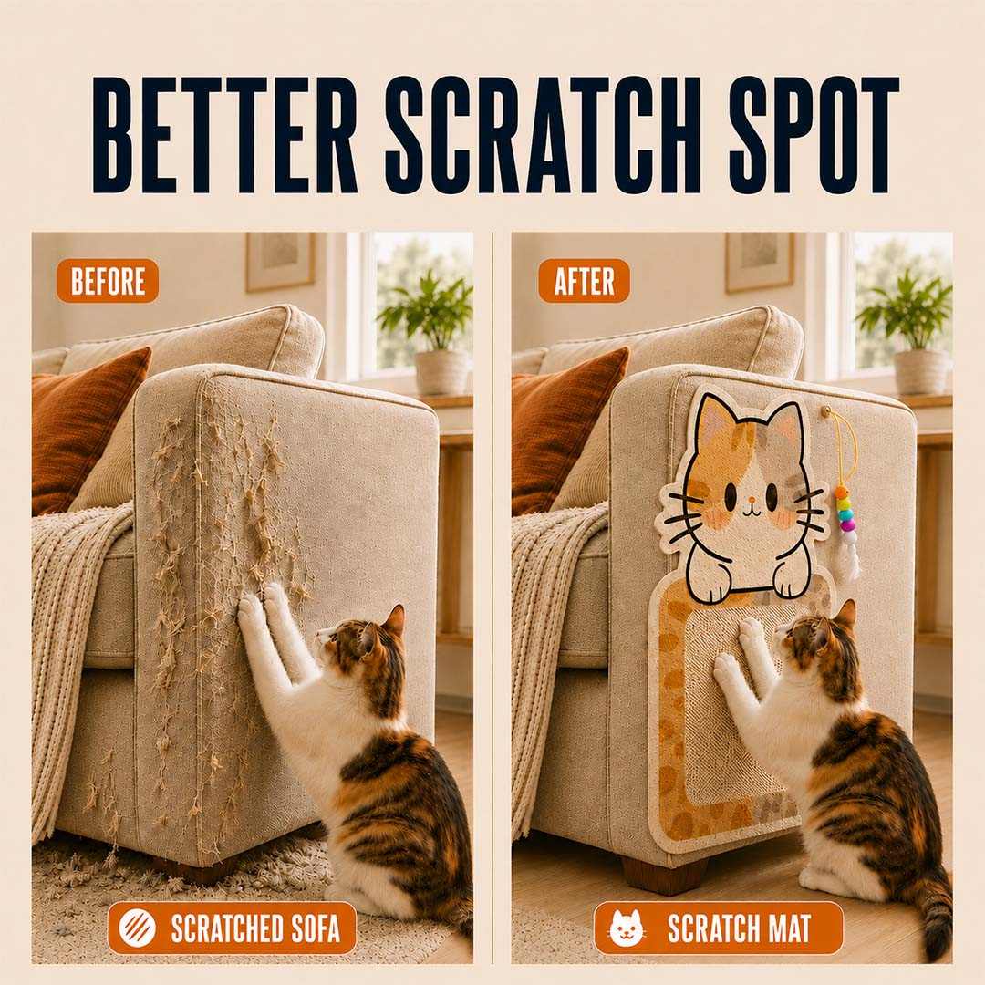Wall-Mounted Cat Scratcher – Space-Saving Design & Hanging Toy