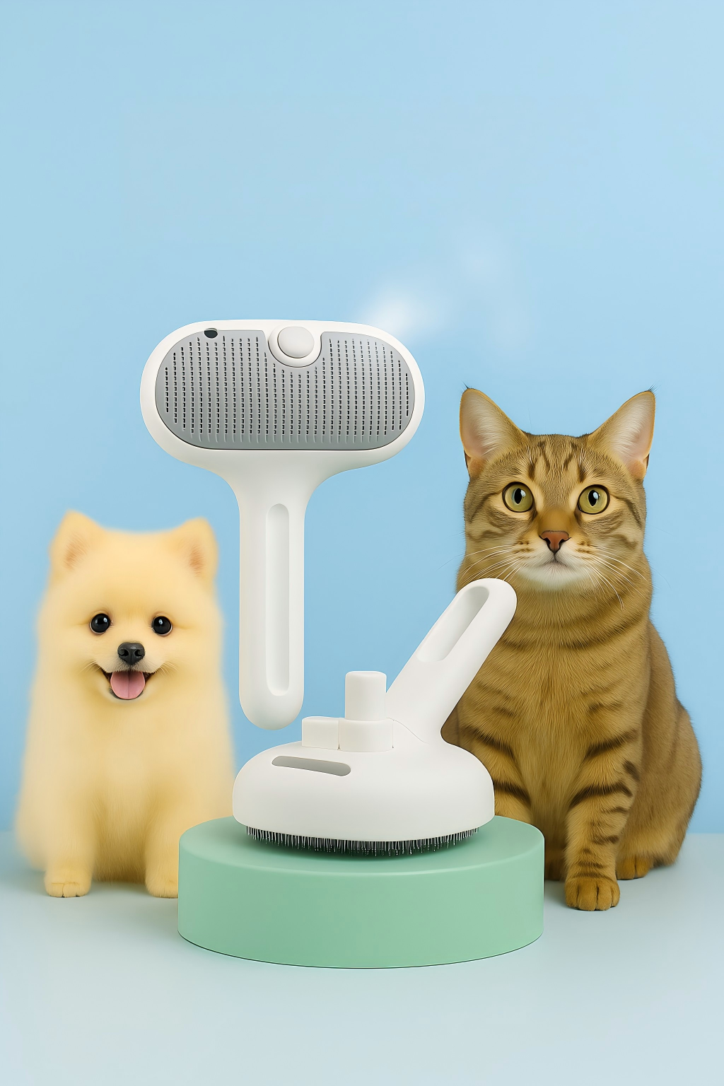 3-in-1 Steamy Pet Brush — Self-Cleaning Steam Cat & Dog Brush for Shedding, Tangled Hair & Relaxing Massage