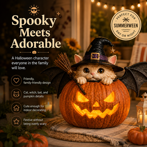🔥 LIMITED TIME OFFER 🔥 Witch Cat Pumpkin Decoration 50% OFF!!!