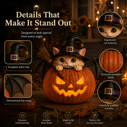 🔥 LIMITED TIME OFFER 🔥 Witch Cat Pumpkin Decoration 50% OFF!!!