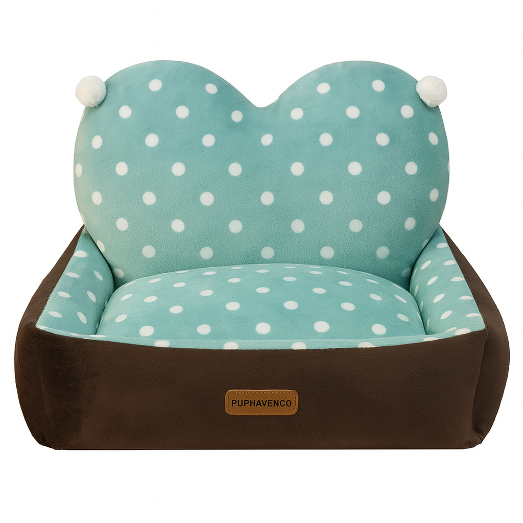 Heart-Shaped Pet Plush Bed｜Adorable Polka Dots