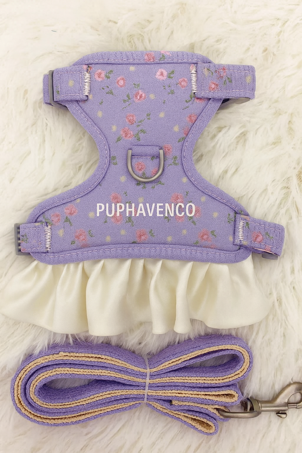 PUPHAVENCO™ Floral Ruffle Dog Harness & Leash Set