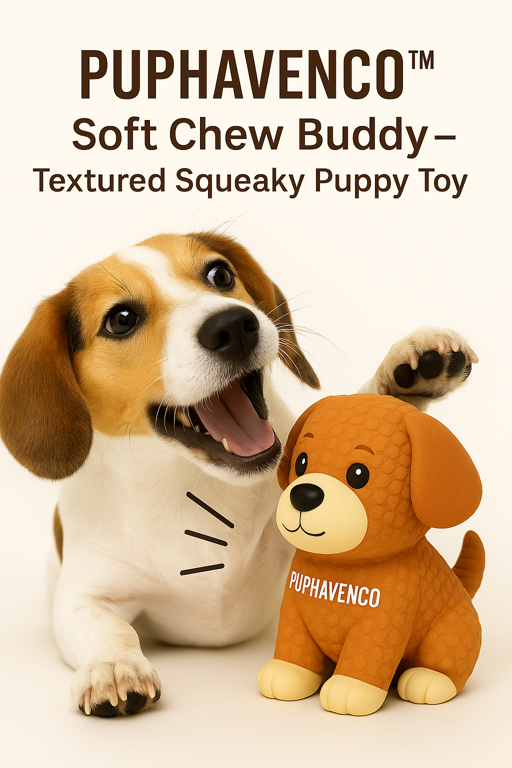 Soft Chew Buddy – Textured Squeaky Puppy Toy