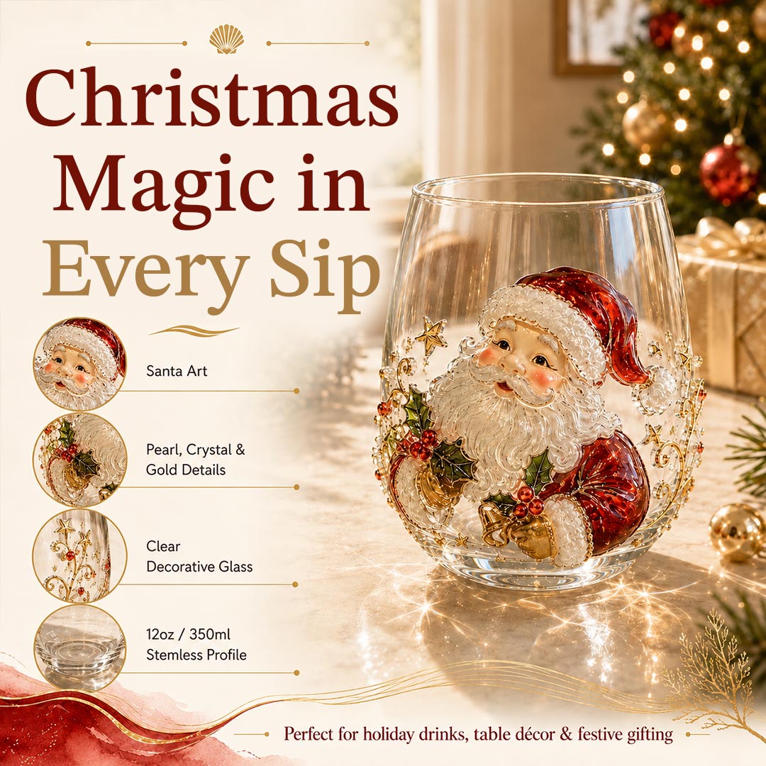 🎄✨ 3D Christmas Glass Art Cup | Luxury Raised Holiday Glassware for Drinks, Decor & Christmas Gifts 🎁