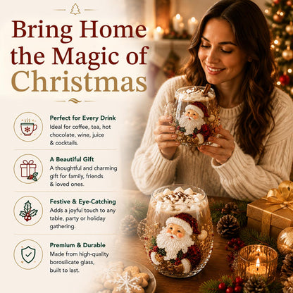 🎄✨ 3D Christmas Glass Art Cup | Luxury Raised Holiday Glassware for Drinks, Decor & Christmas Gifts 🎁