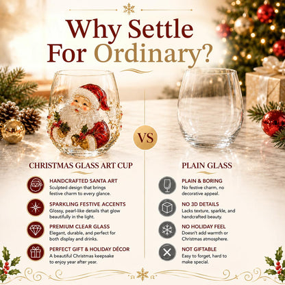 🎄✨ 3D Christmas Glass Art Cup | Luxury Raised Holiday Glassware for Drinks, Decor & Christmas Gifts 🎁