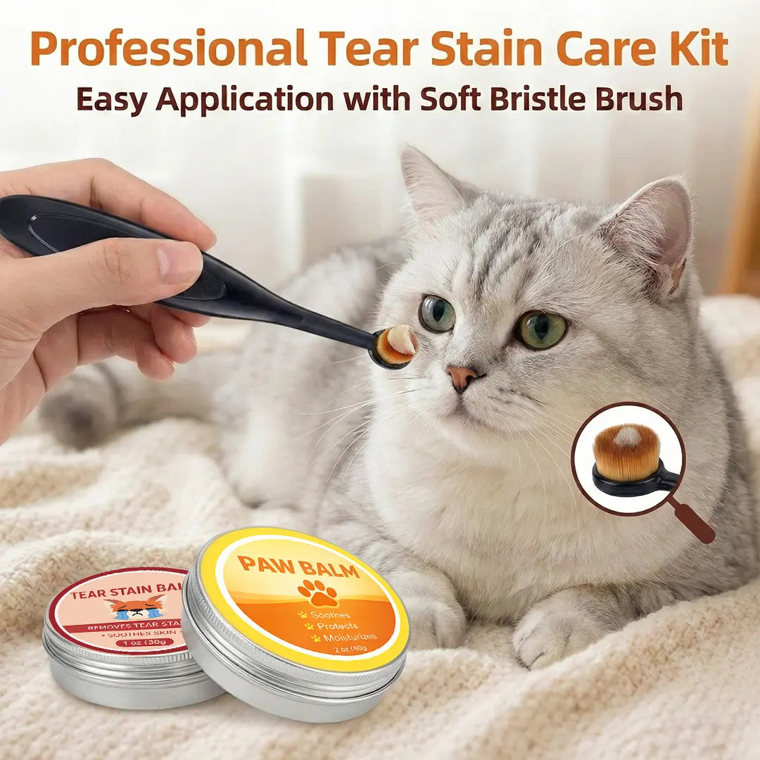 Premium Pet Eye & Paw Restoration Kit — Plant-Based Tear Stain Remover & Soothing Balm Set