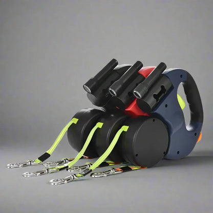 2-in-1 Dual Retractable Dog Leash with LED Light — 360° Tangle-Free Control for Easy Two-Pet Walks