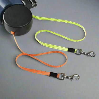 2-in-1 Dual Retractable Dog Leash with LED Light — 360° Tangle-Free Control for Easy Two-Pet Walks