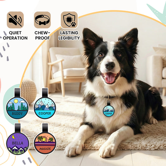 Custom Silicone Pet ID Tag – Quiet, Durable, Waterproof for Dogs, Cats & More