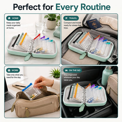 14-Pouch Travel Pill Organizer – Removable Pouches for Pills & Supplements