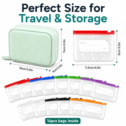 14-Pouch Travel Pill Organizer – Removable Pouches for Pills & Supplements