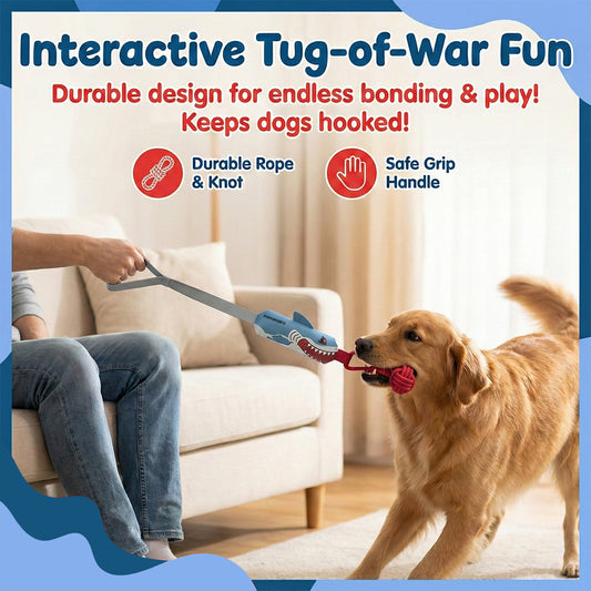 Interactive Shark Dog Tug Toy | Heavy-Duty Squeaky Enrichment & IQ Training Rope Toy for Small & Medium Dogs