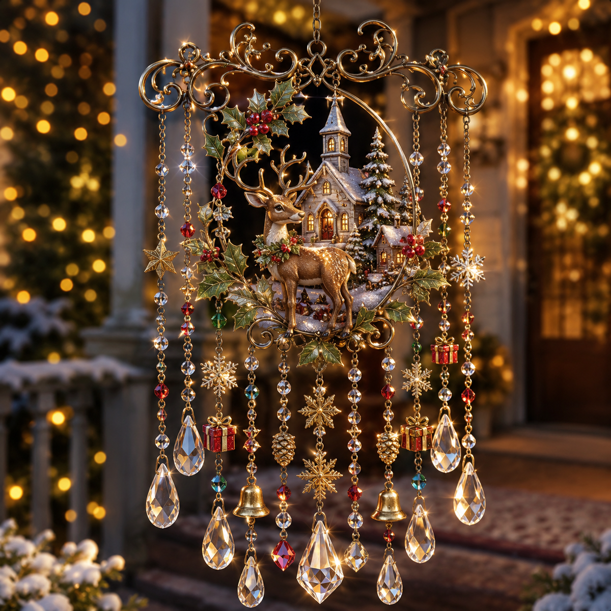 🎁 51% OFF — Sparkling Crystal Christmas Wind Chime | Magical Holiday Decor