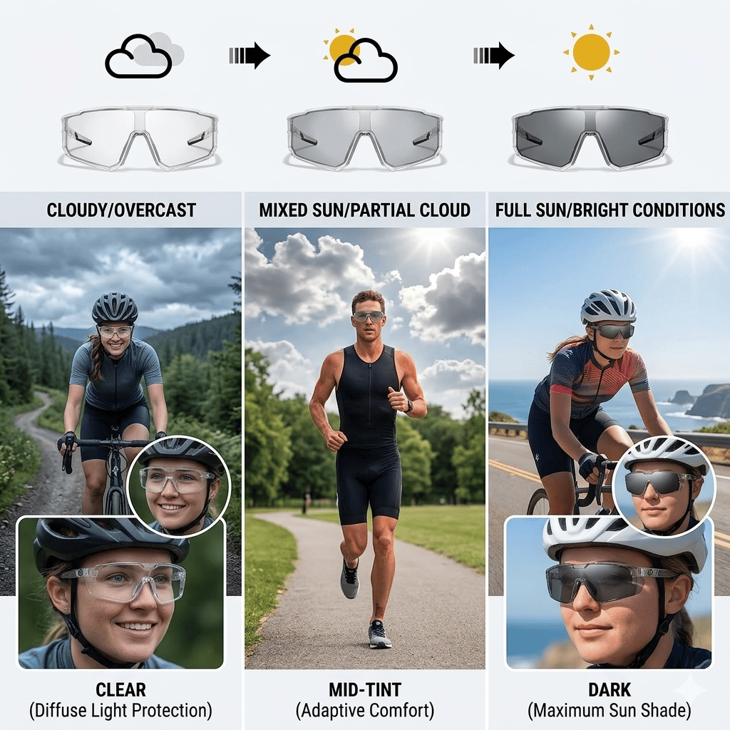 Light-Adaptive Wraparound Sunglasses