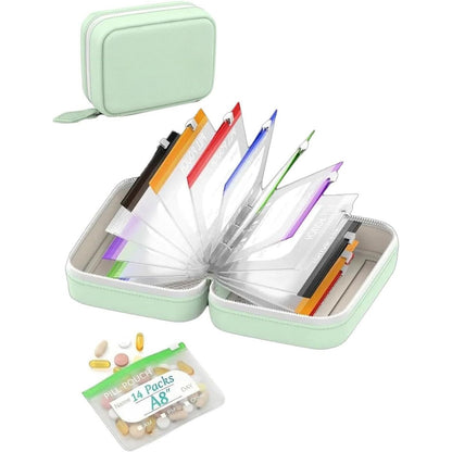 14-Pouch Travel Pill Organizer – Removable Pouches for Pills & Supplements