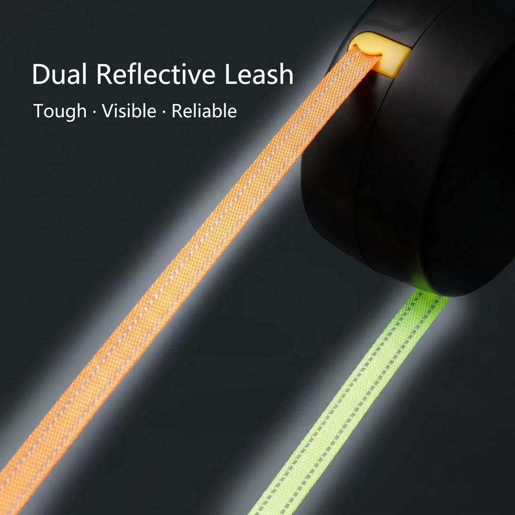2-in-1 Dual Retractable Dog Leash with LED Light — 360° Tangle-Free Control for Easy Two-Pet Walks